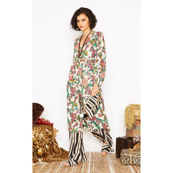 Figue Dresses & Skirts - NWT Figue Malina Belted Bohemian Floral Paradise Printed Midi Dress Size M